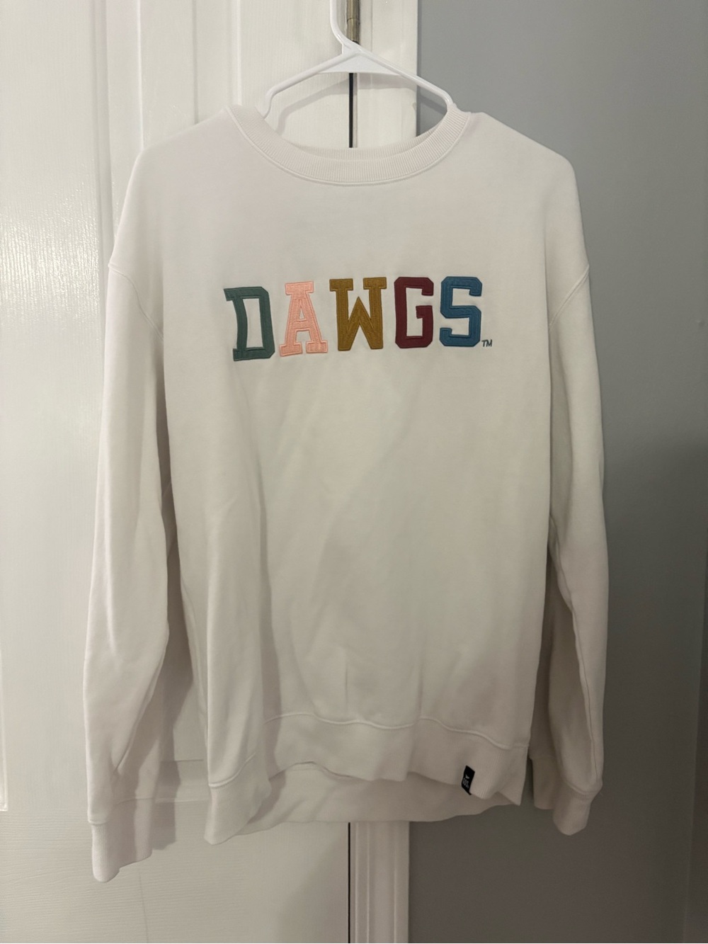 DAWGS White Crewneck Sweatshirt / Multicolor Lettering